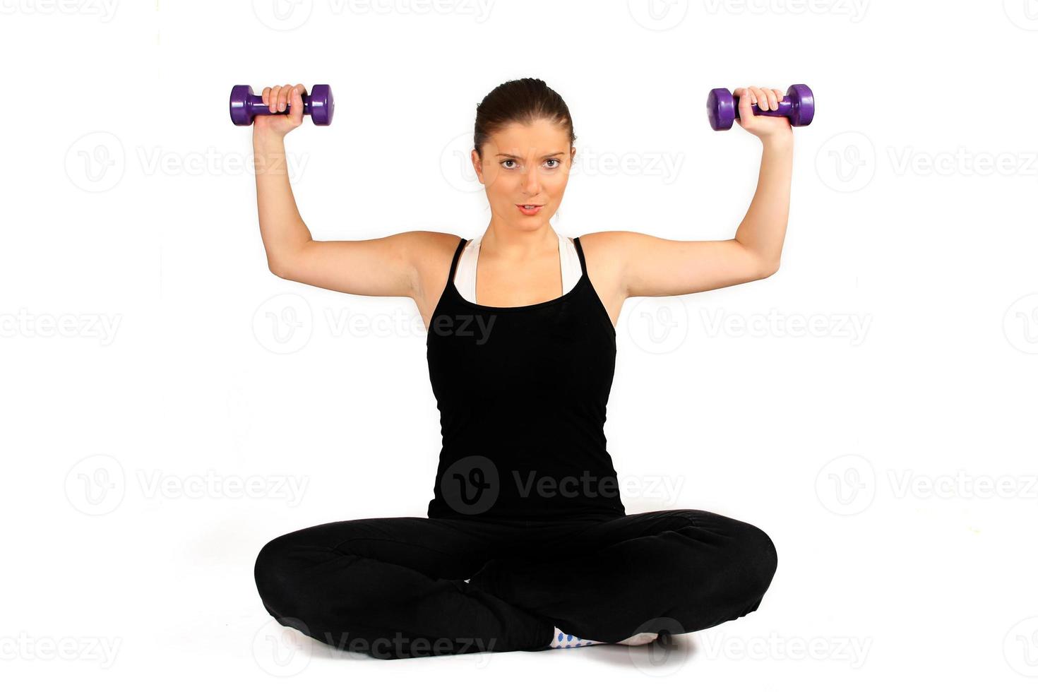 woman training on white background photo