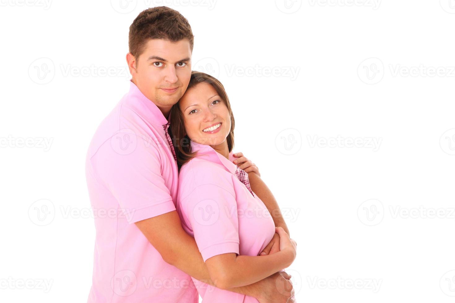 Happy couple on white background photo