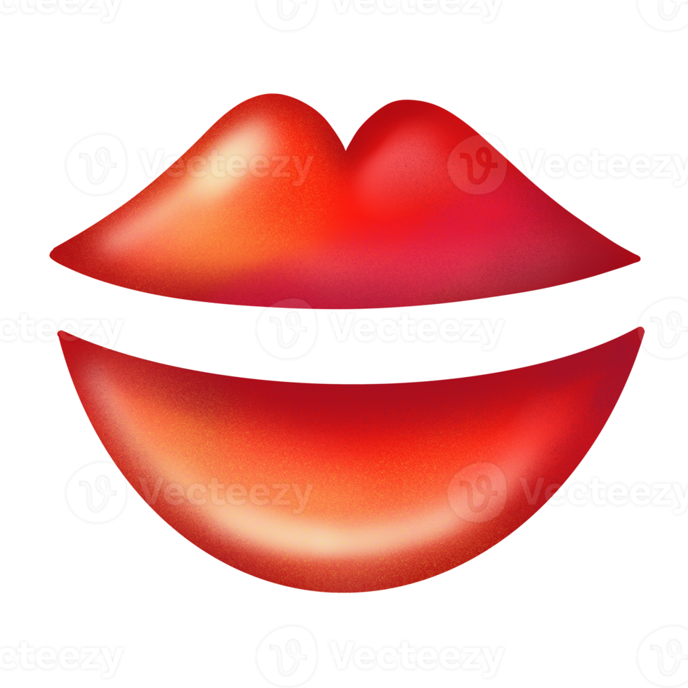 glossy bright red lips smiling png