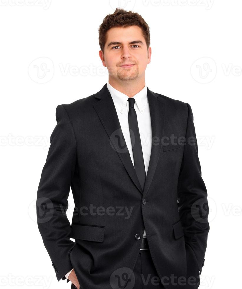 Handsome businessman on white background photo