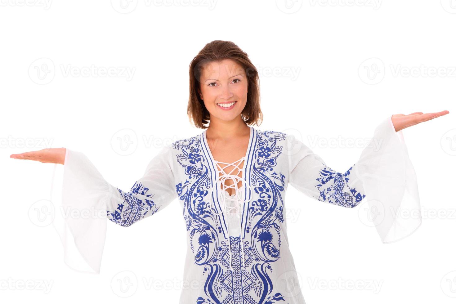 Woman on white background photo