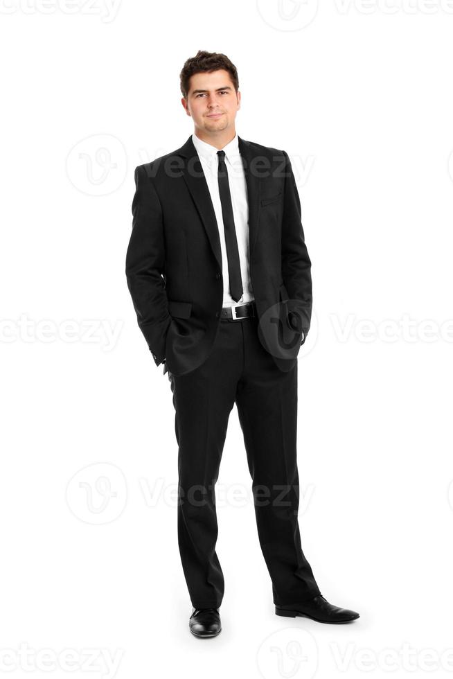 Young businessman on white background photo
