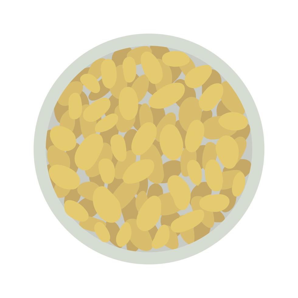 Vector plate with peanut flat illustration. Hand drawn dish with peanut