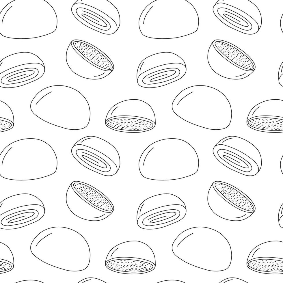 Vector doodle mochi seamless pattern. Hand drawn mochi pattern