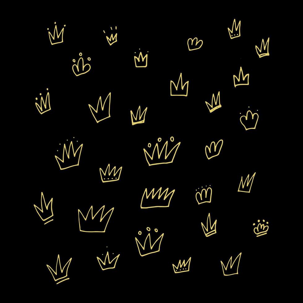 Doodle crown set illustration. Hand drawn simple crowns. Vector stock illustration