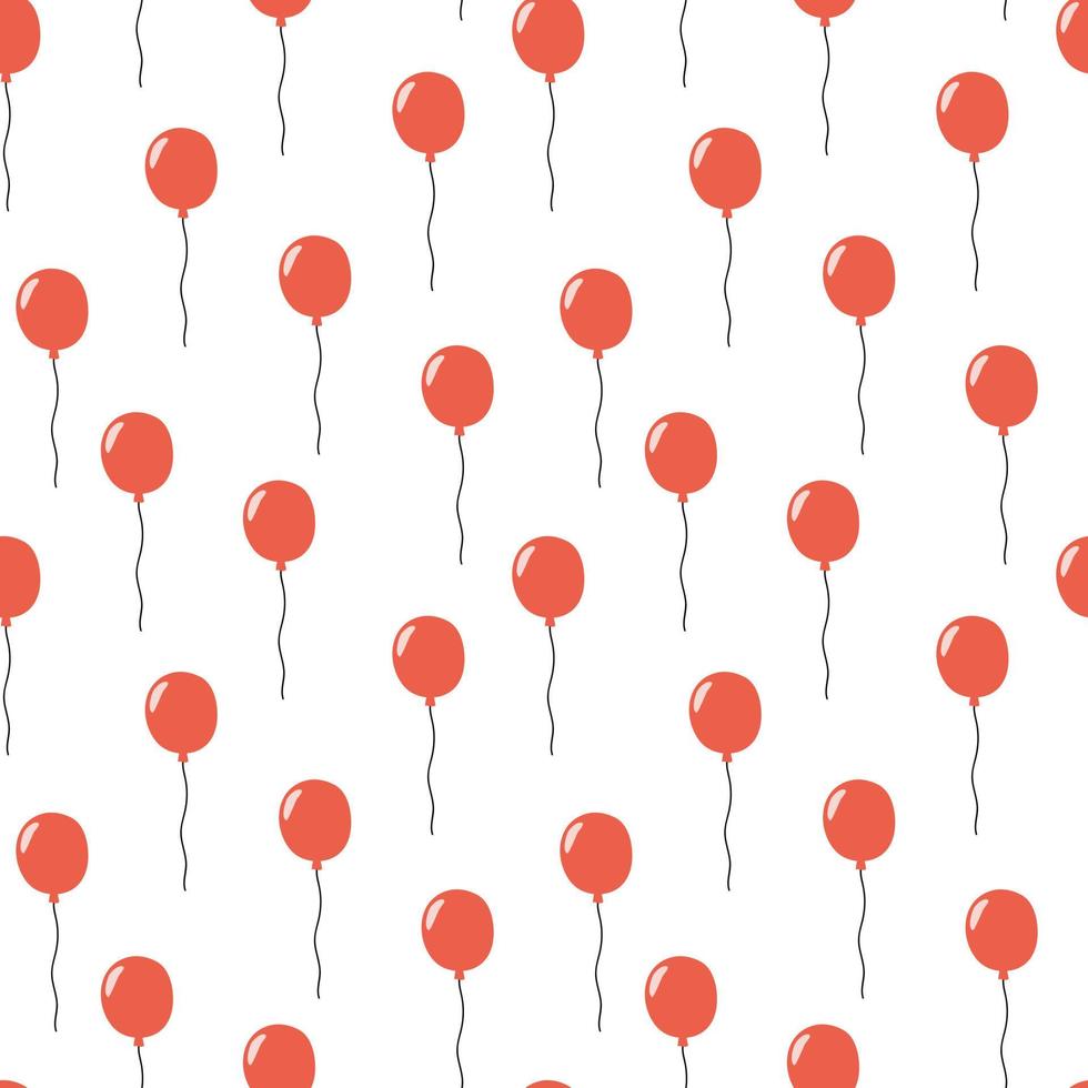 globos de aire vector de patrones sin fisuras. globos de aire rojo aislado sobre fondo blanco. diseño para decoración del hogar, textil, decoración de cocina, papel envolvente, tarjetas, decoración de cumpleaños. patrón de valores vectoriales.