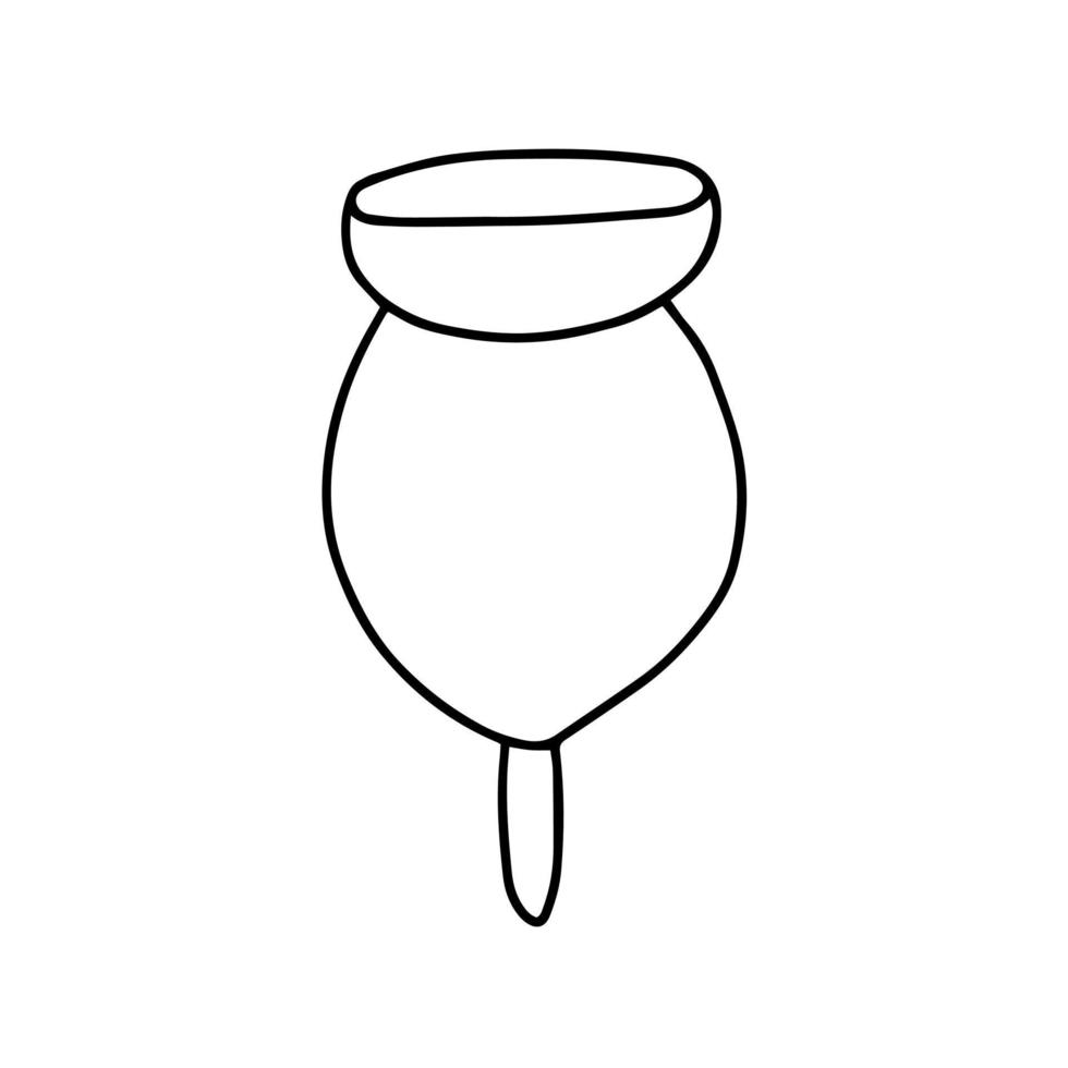 Woman menstrual cup doodle. Eco fiendly washable menstrual cup for woman hygiene during critical days. vector