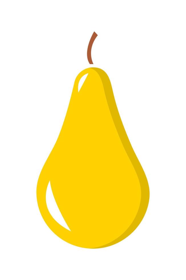 Pear flat illustration. Vector yellow pear.
