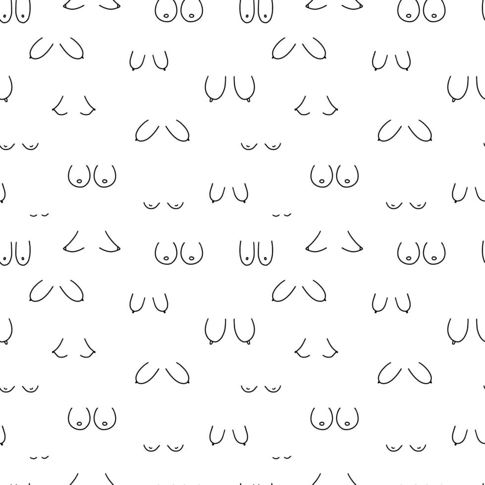 Woman breast doodle seamless pattern. Hand drawn woman boobs pattern vector