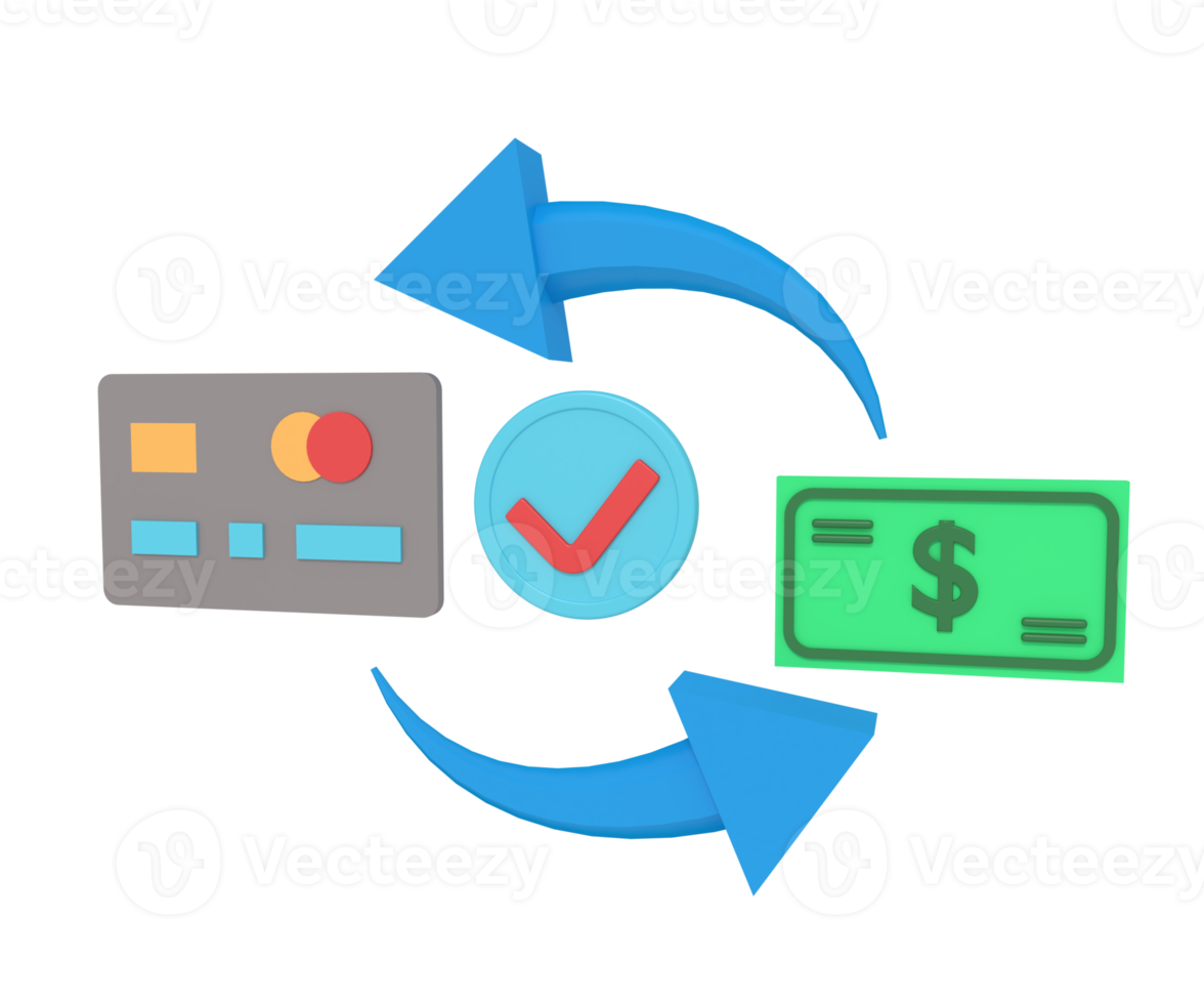 3d illustration of payment ATM transaction success png