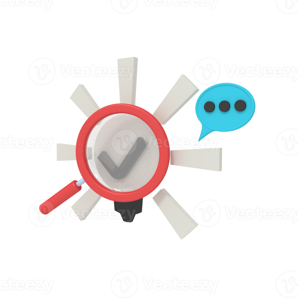 3d illustration of searching idea success on light bulb png