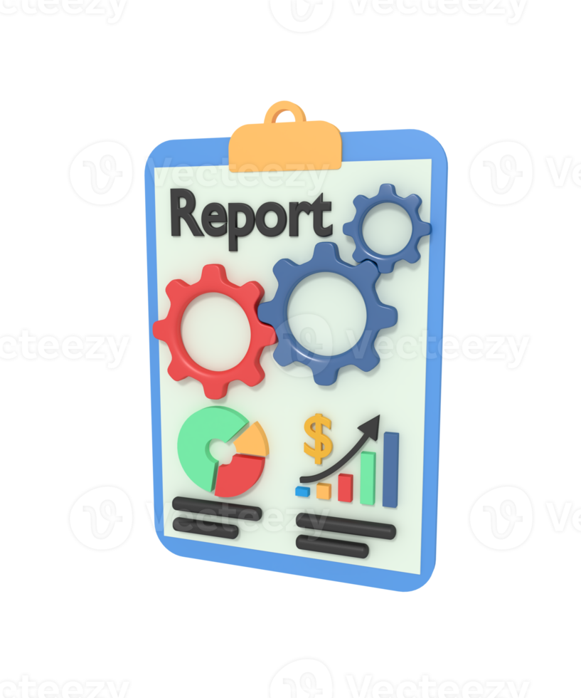 3d illustration of report chart management png