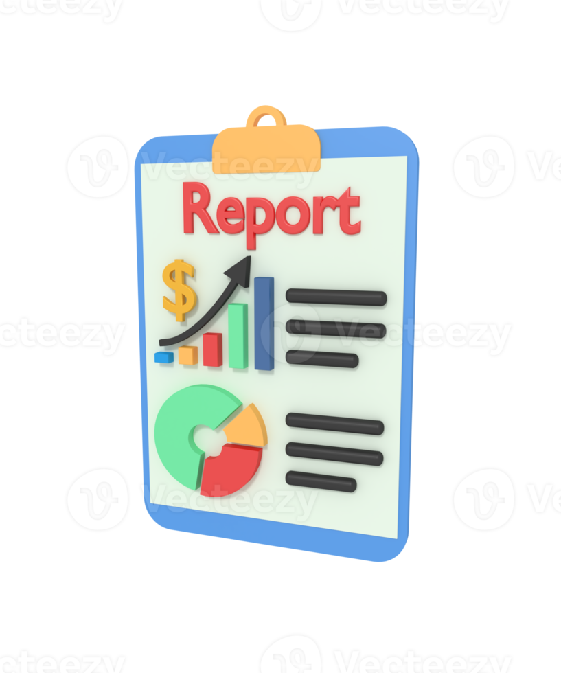 3d illustration of report chart financial png