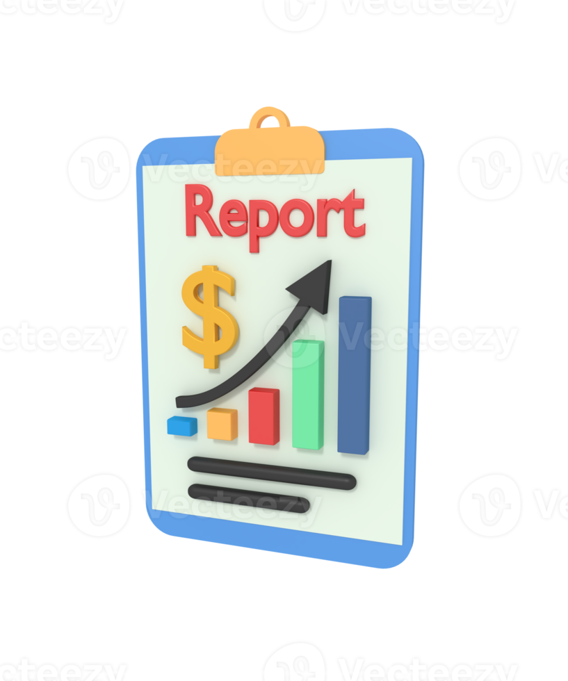 3d illustration of report graph chart png