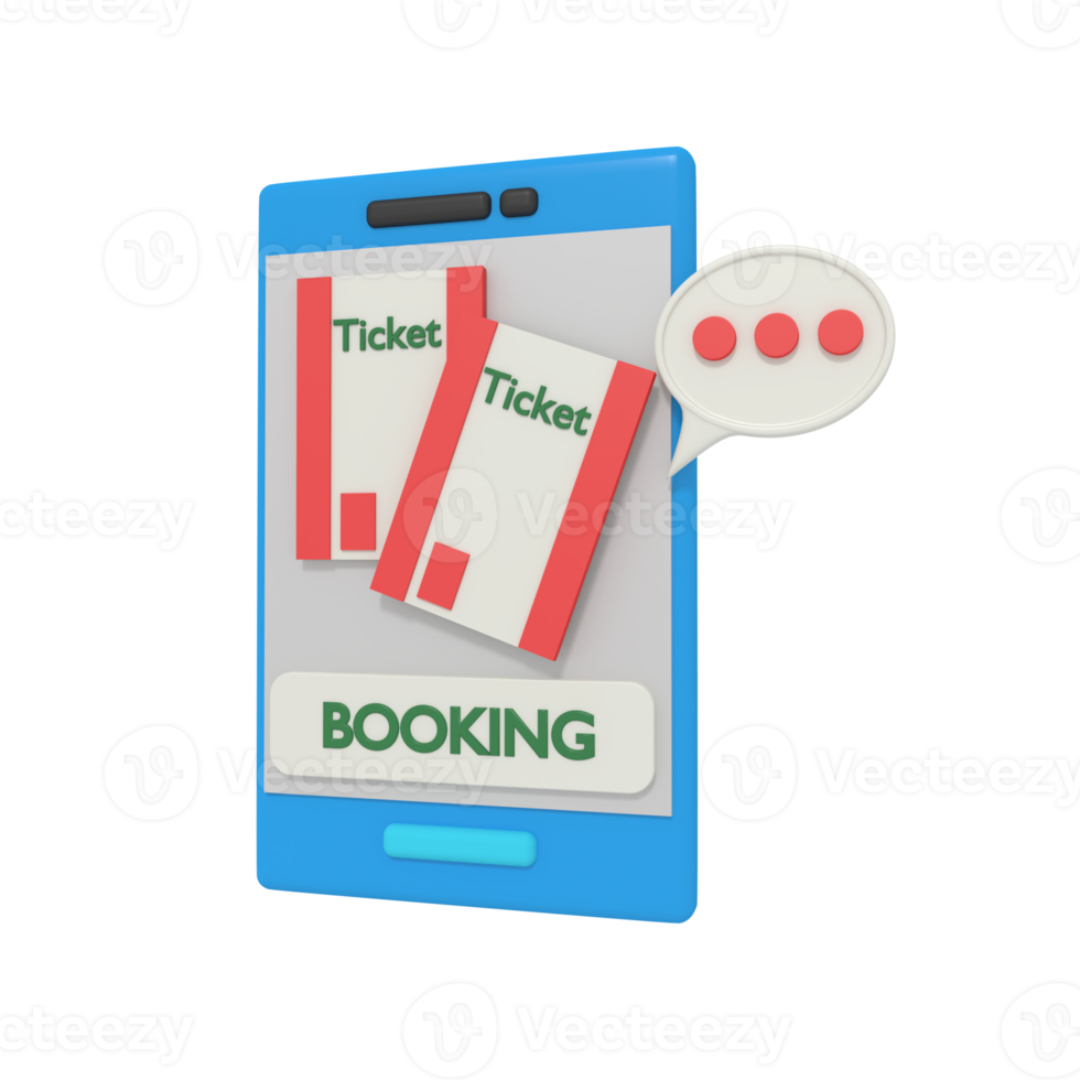 3d illustration of Online Book Tickets png