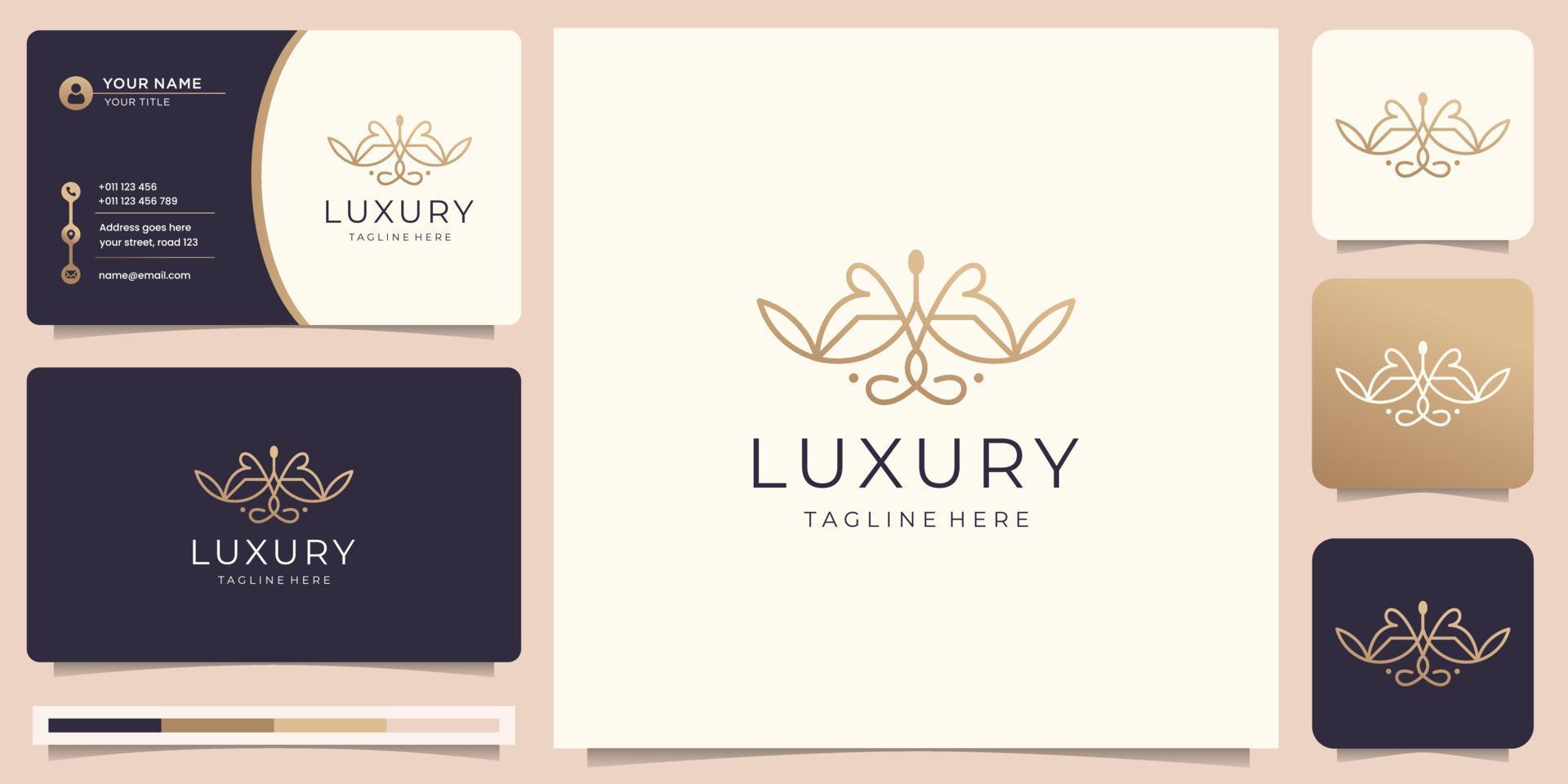 minimalist luxury line style. logo design and business card. ornament decoration abstract logo. vector