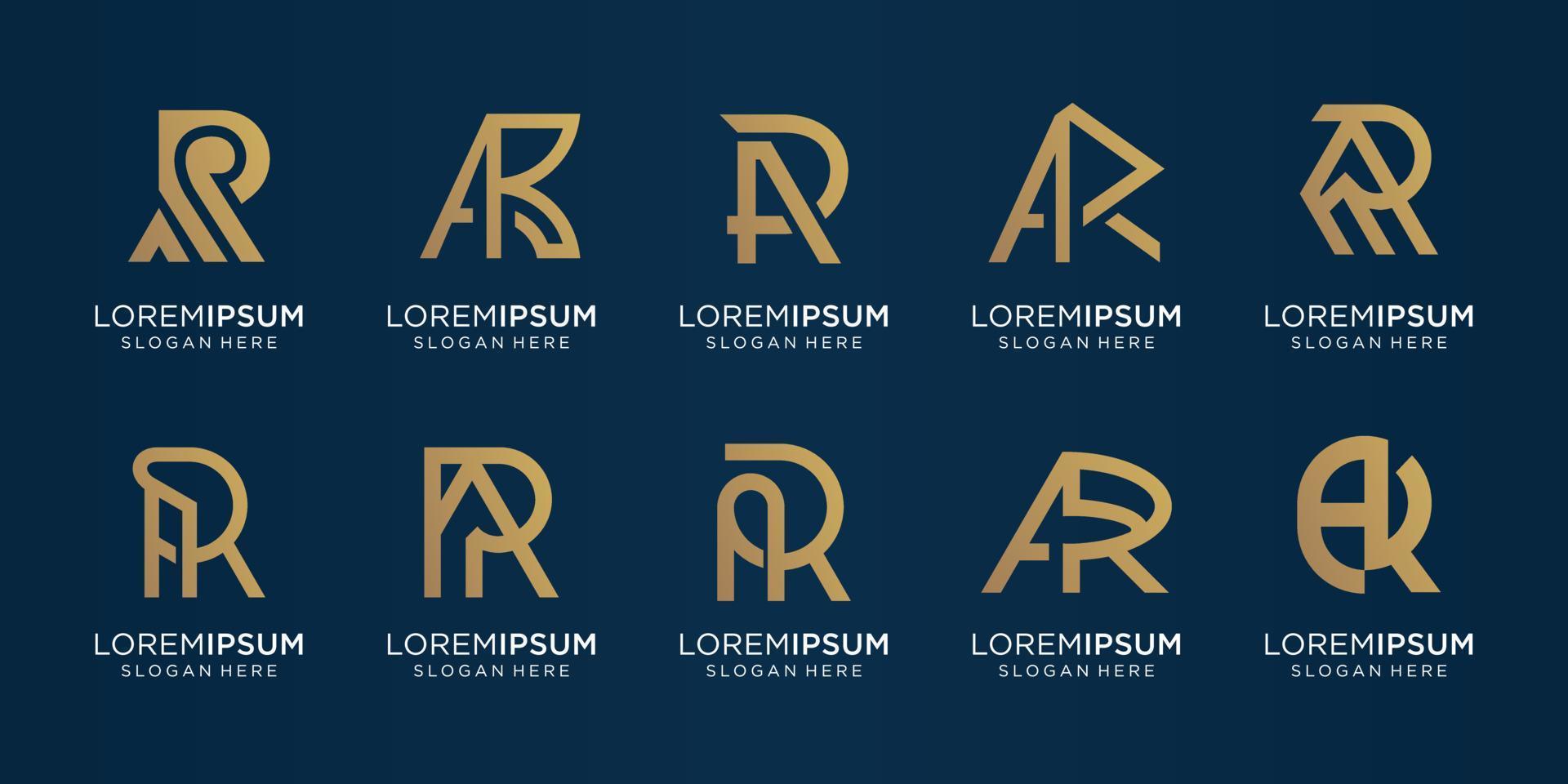 conjunto colección monograma letra a combinar letra r diseño. logo para negocios de empresa, tecnología. vector