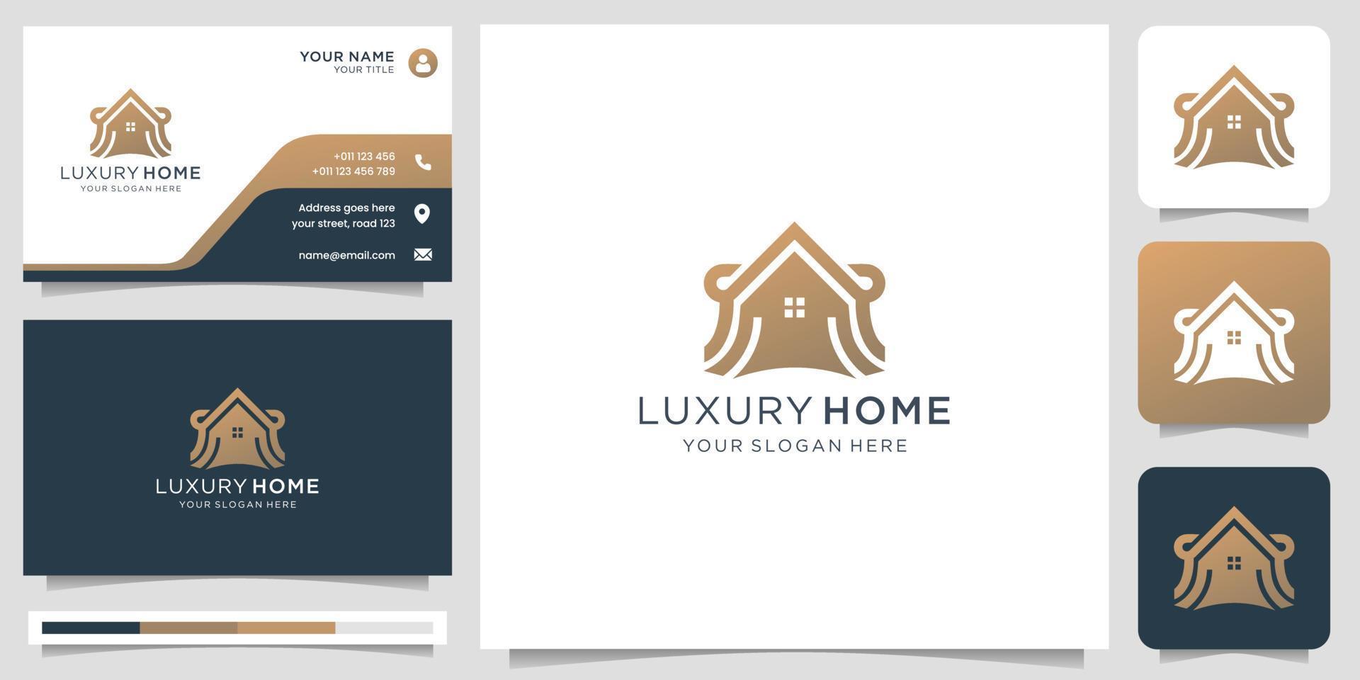 luxury home design template. creative concept house logo with luxury concept and business card. vector