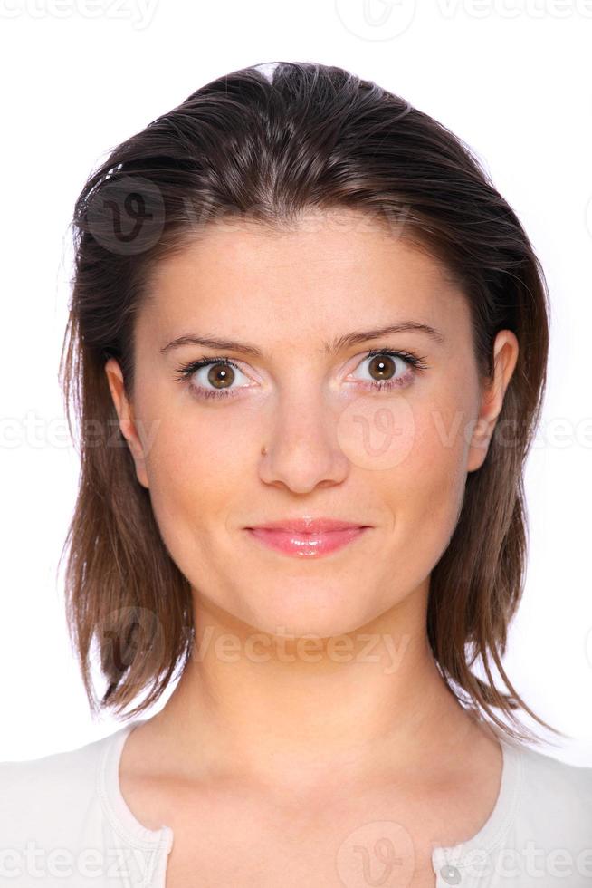 Young woman on white background photo