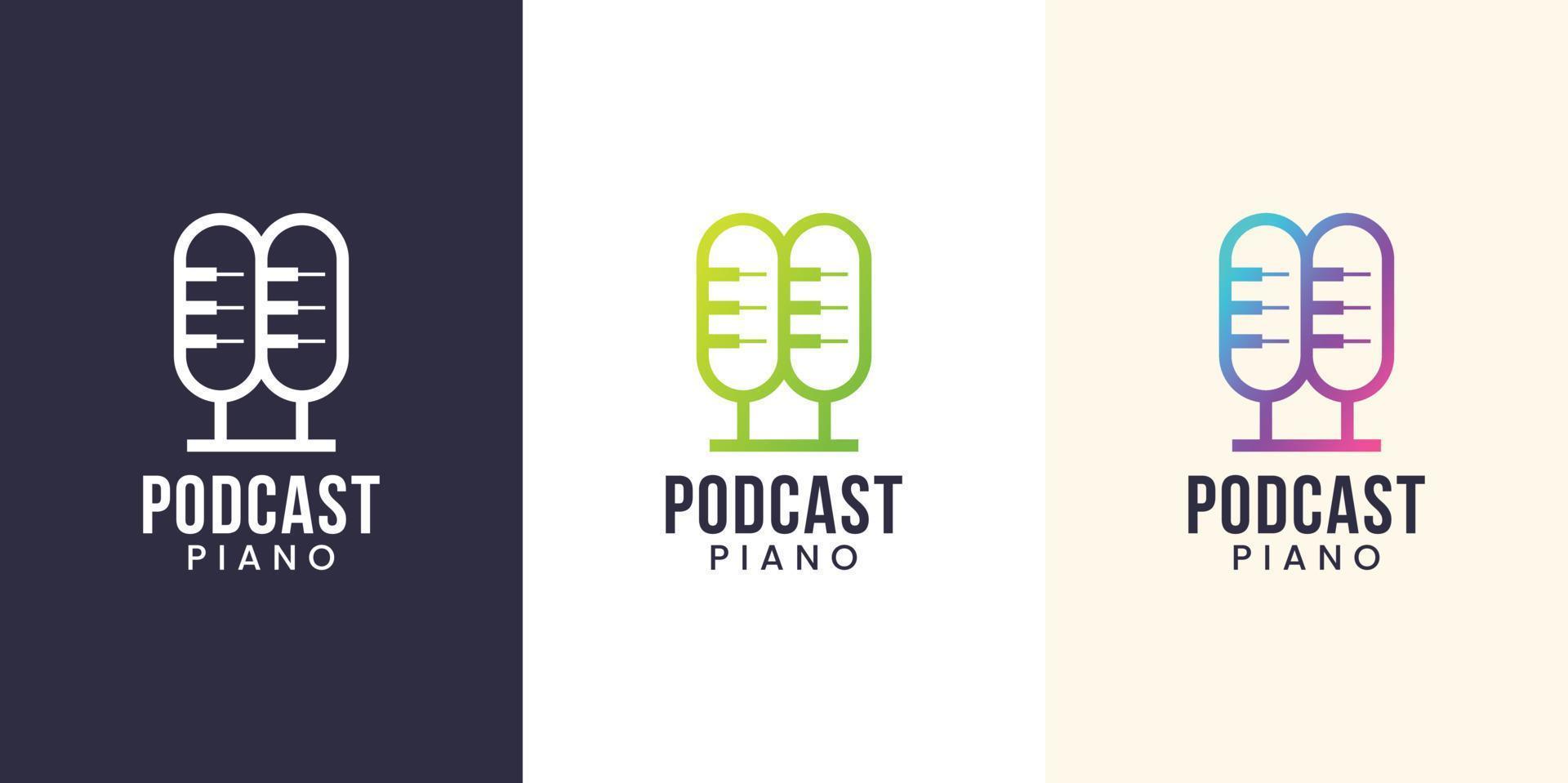 logo podcast and piano logo design. Premium vector