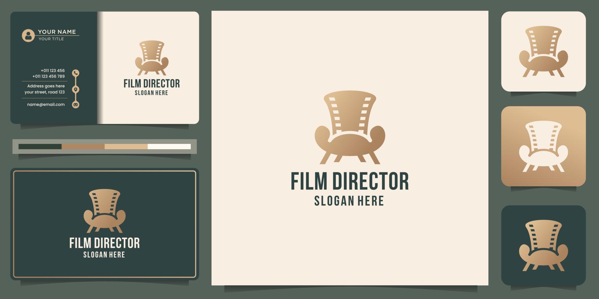 director Studio Movie Video Cinema Film Production logo design and business card template. vector