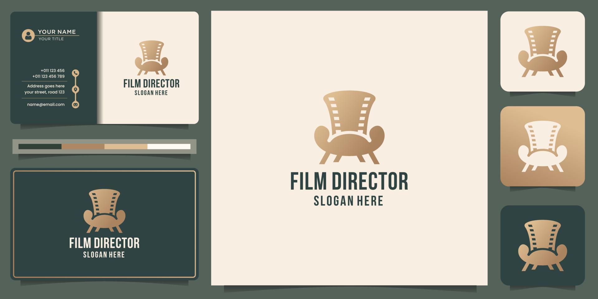 director studio movie video cinema film production diseño de logotipo y plantilla de tarjeta de visita. vector