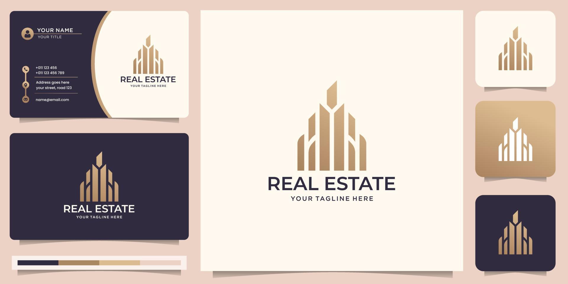 Building logo and business card design city building abstract for logo design inspiration. vector