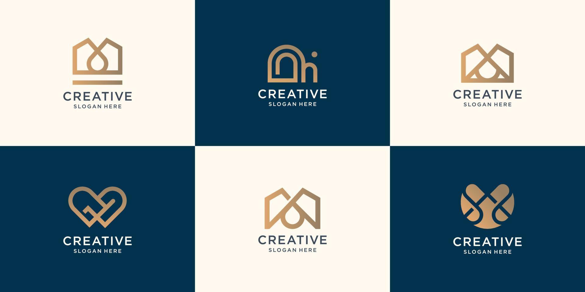 set of monogram letter m abstract with gradient gold color modern inspiration for business company. vector