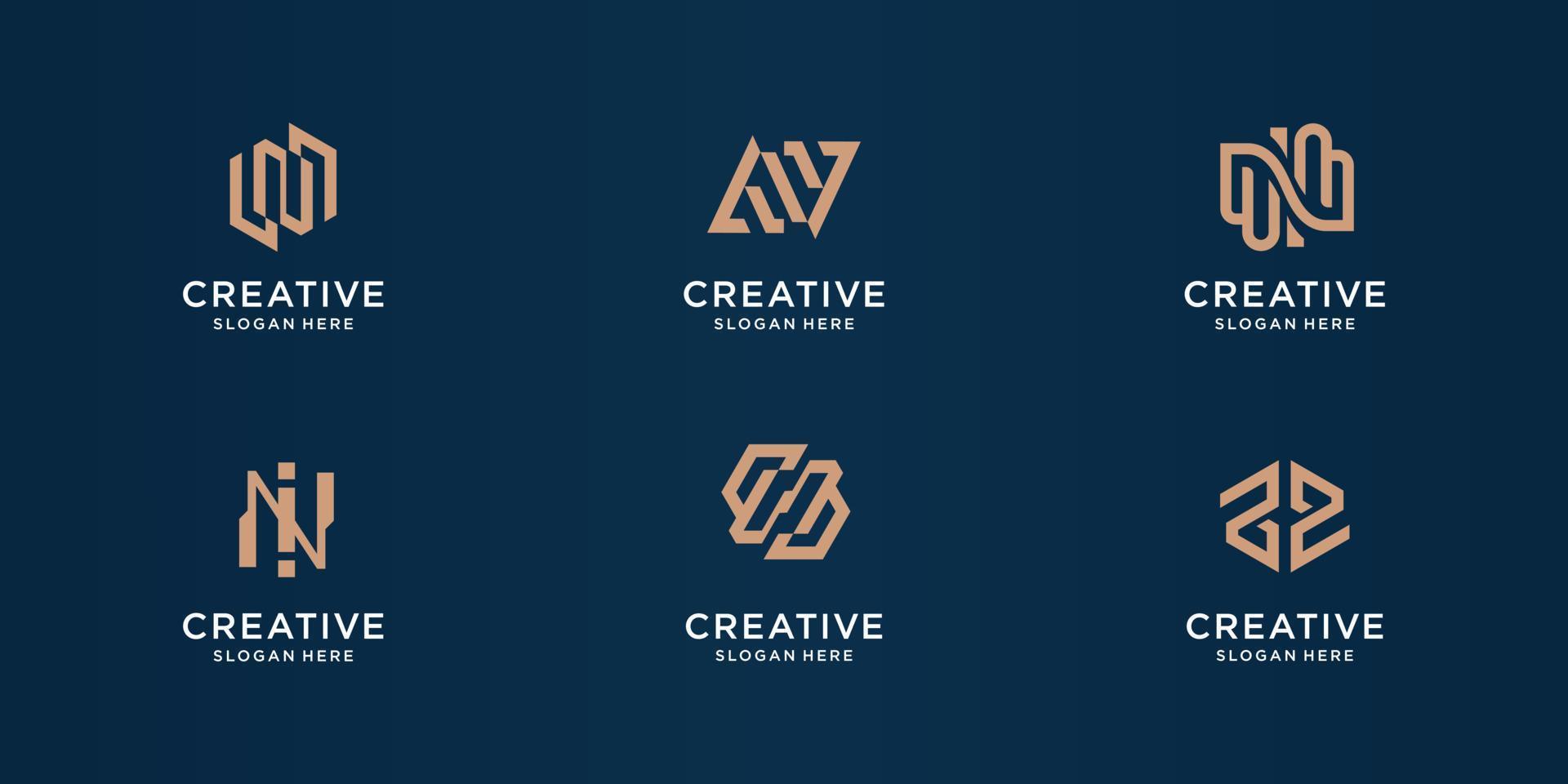 set of creative monogram letter n abstract design template. collection logotype initial n abstract. vector