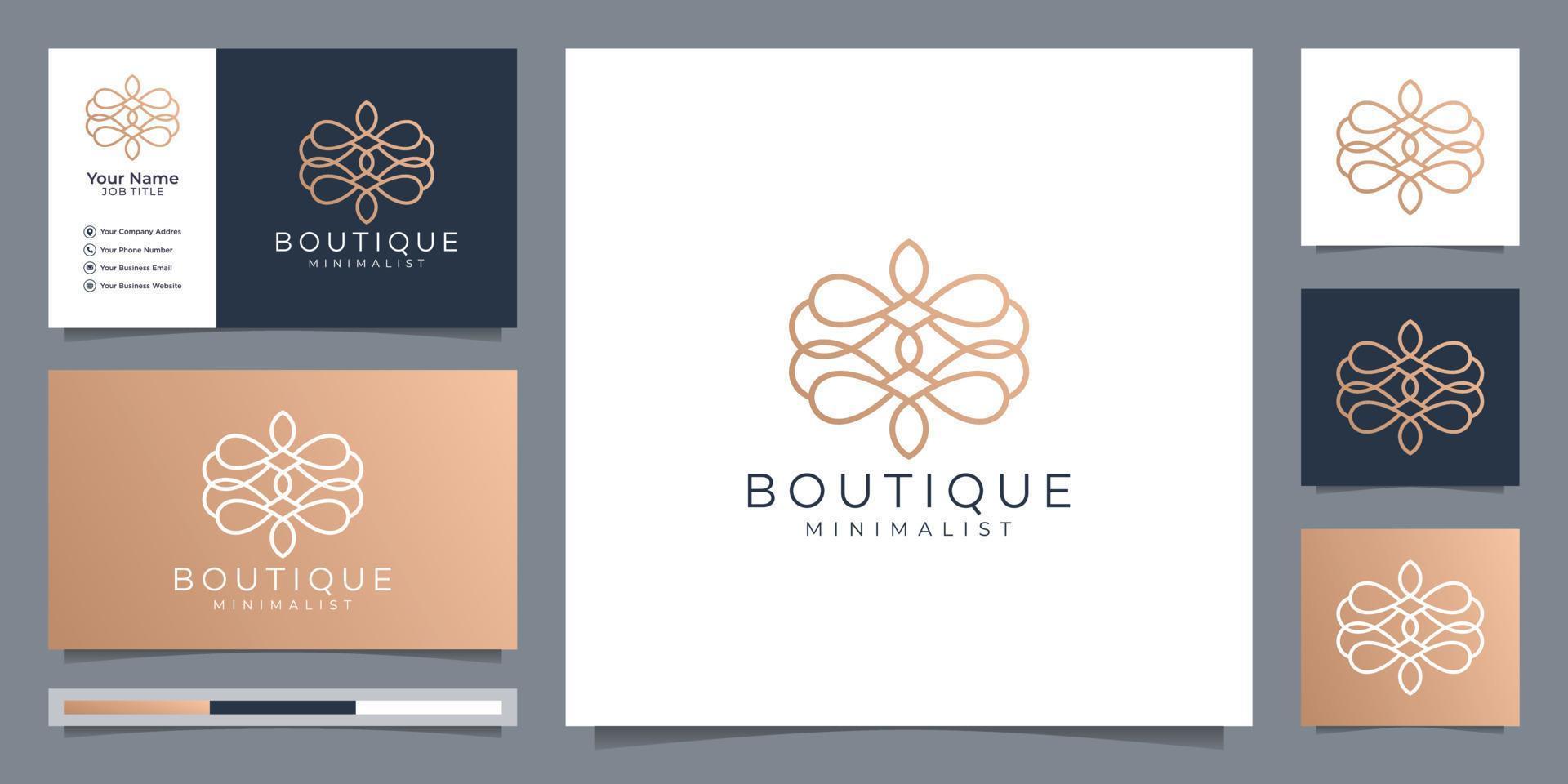 boutique minimalist Simple and elegant floral monogram template, elegant line art logo design,business card vector illustration.Premium Vector