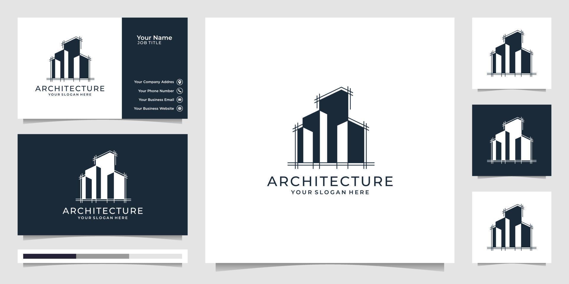 architecture vector template, real estate logo design symbols and business card. Premium Vector