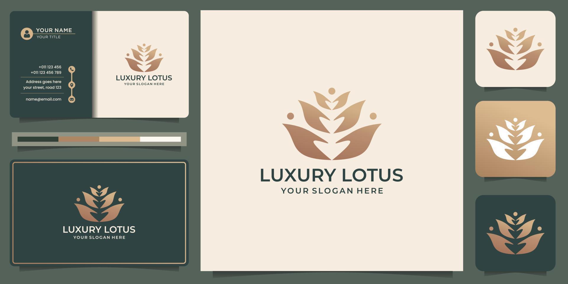 logotipo de loto floral de lujo y diseño de concepto creativo para su negocio de lujo, moda, spa de belleza. vector