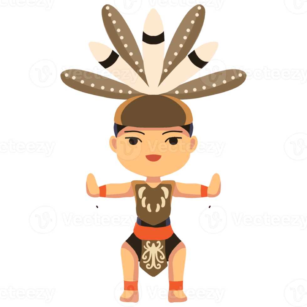 cute character of a Dayak boy png