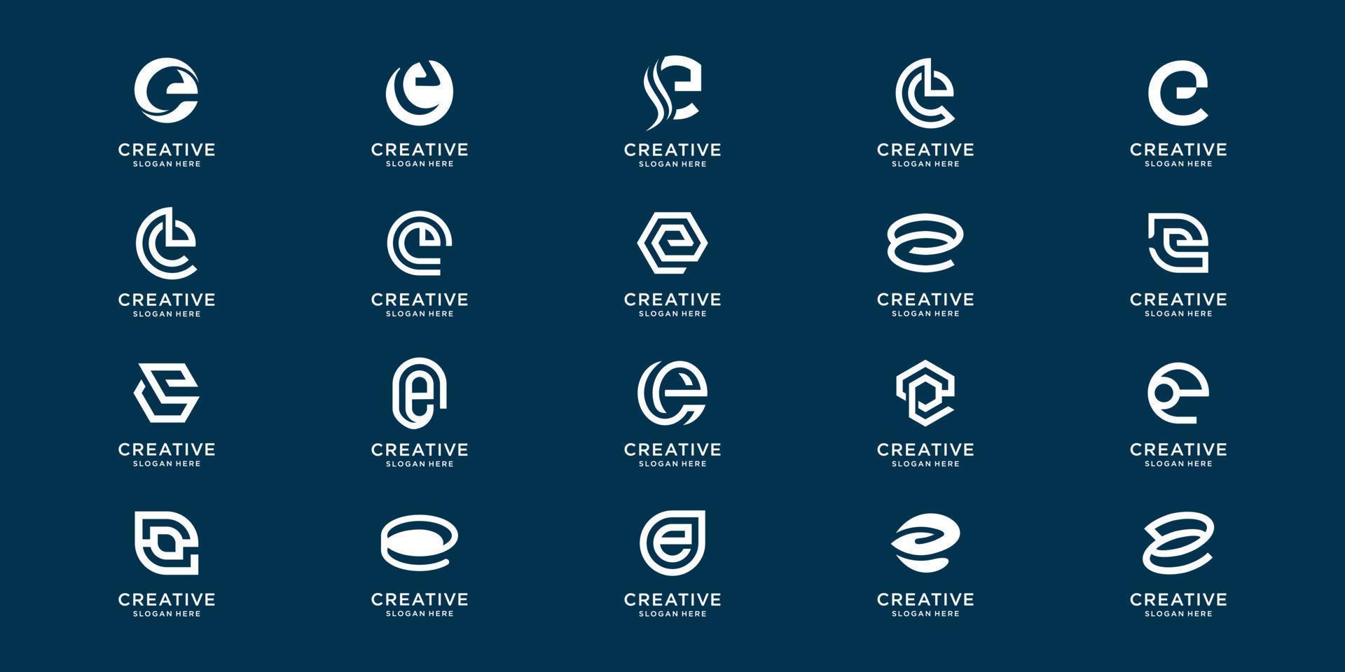 Collection of monogram initial letter e set premium. Premium Vector