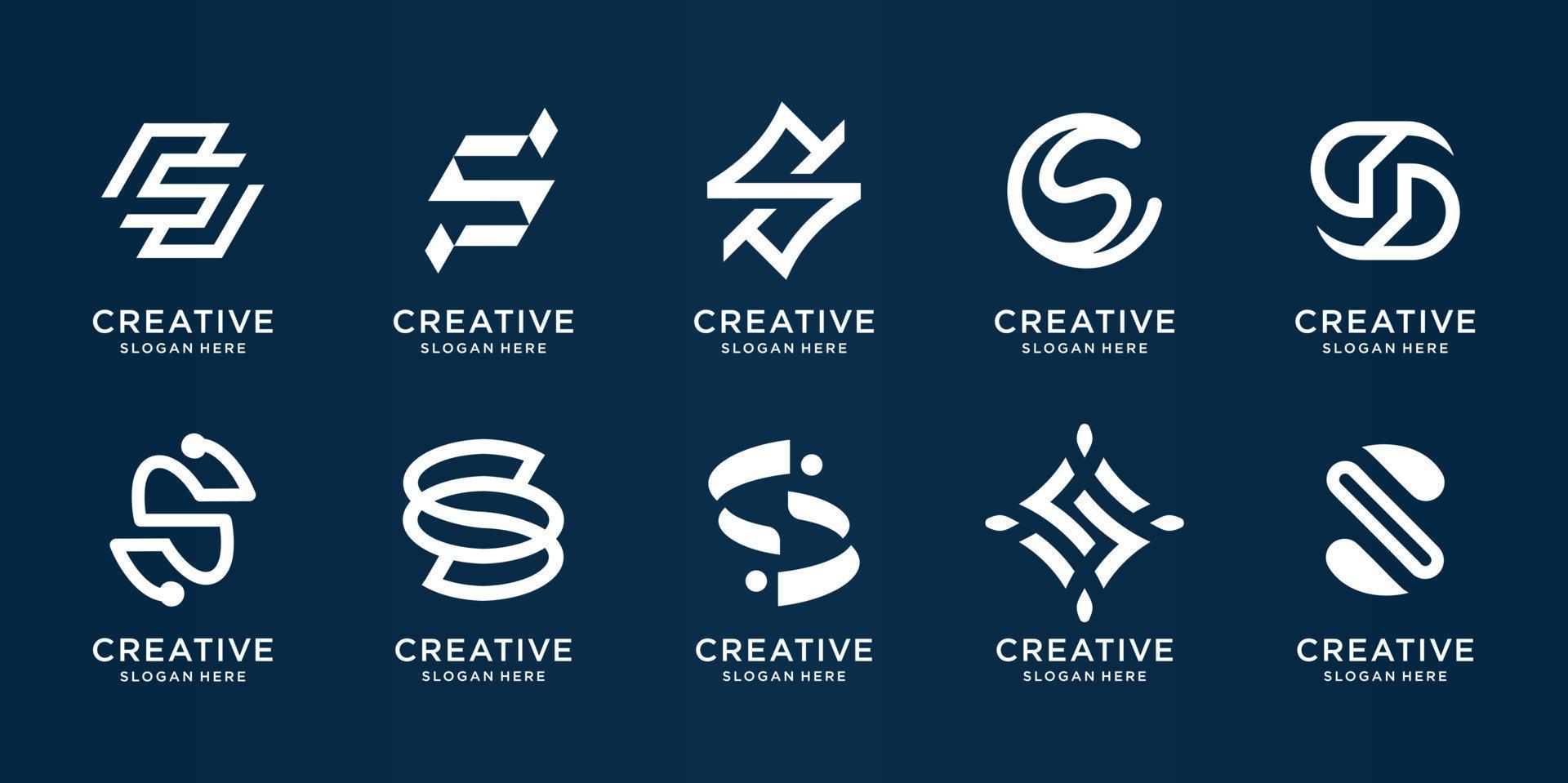 set of creative monogram S design template. monogram letter S,abstract, line,simple. symbol for business company. premium vector