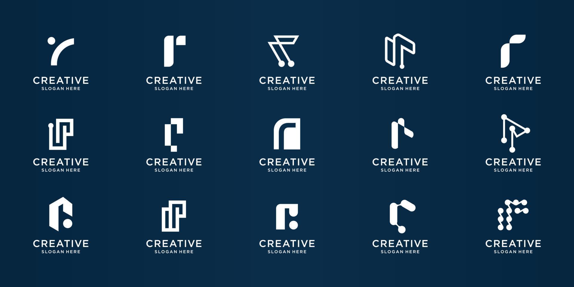 Set of logo letters r design.modern logo set creative monogram inspiration template .Premium Vector