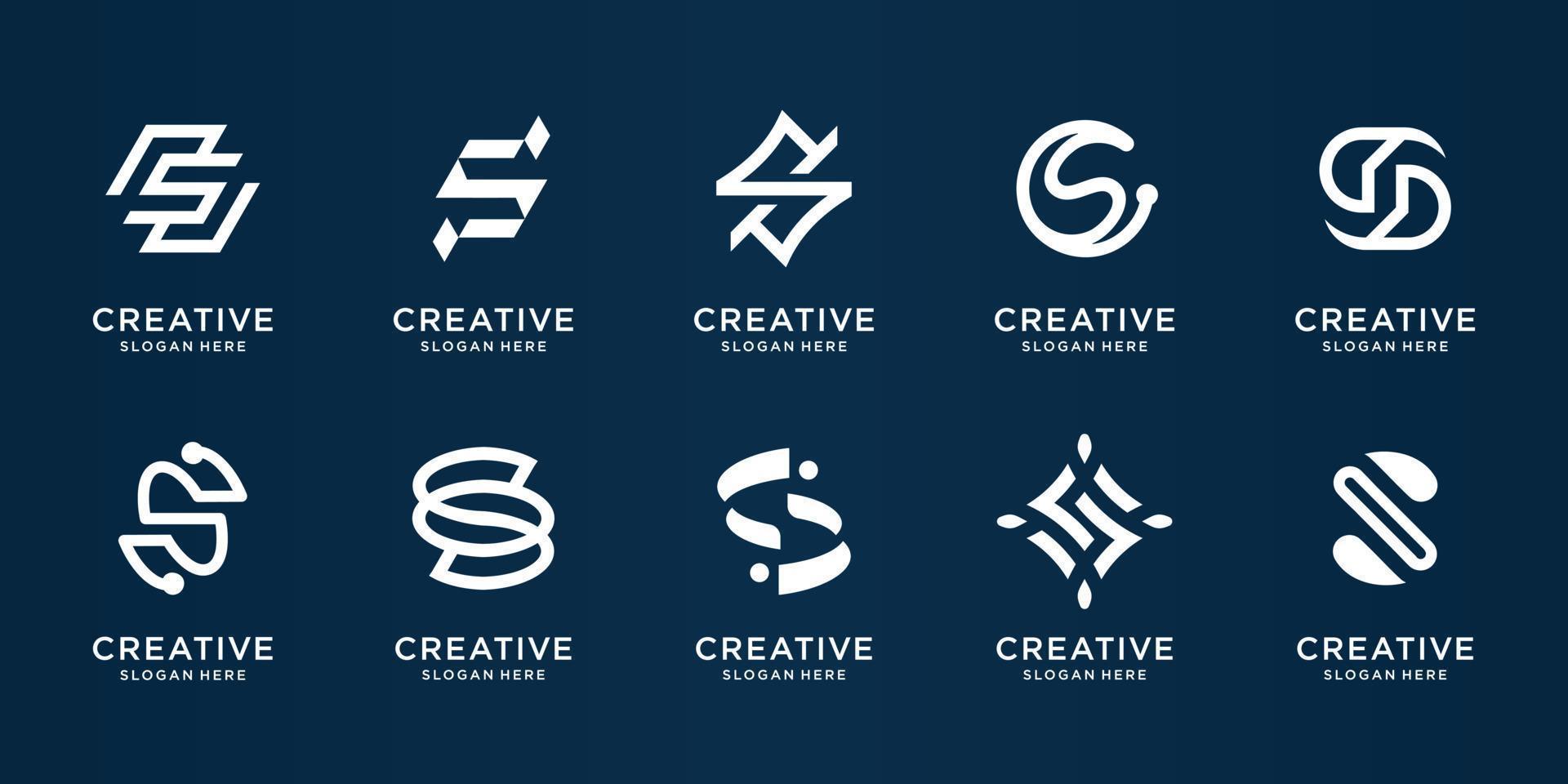 set of creative letter s monogram design template. icon for business corporate,identity,consulting. simple and elegant logo. premium vector
