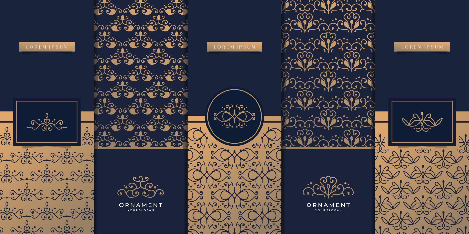 Collection of design elements,labels,icon,frames, for packaging,design of luxury products.Made with golden foil.Isolated vertical card on dark and gold background. vector illustration