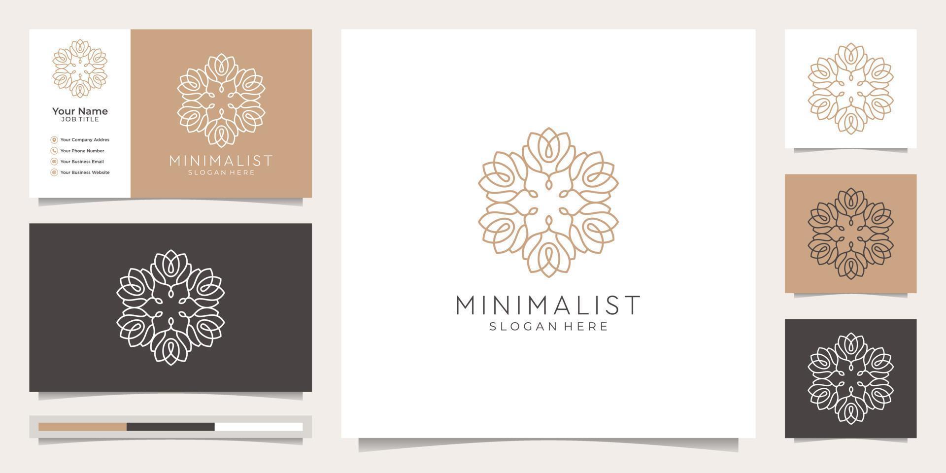 nature minimalist Simple and elegant floral monogram template, elegant line art logo design,business card vector illustration.Premium Vector