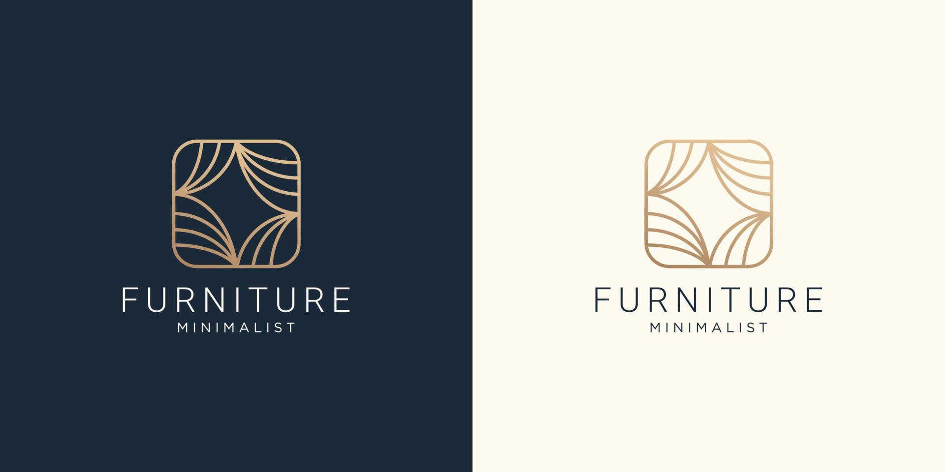 creative furniture minimalist Interior logo line art design template. Premium Vector