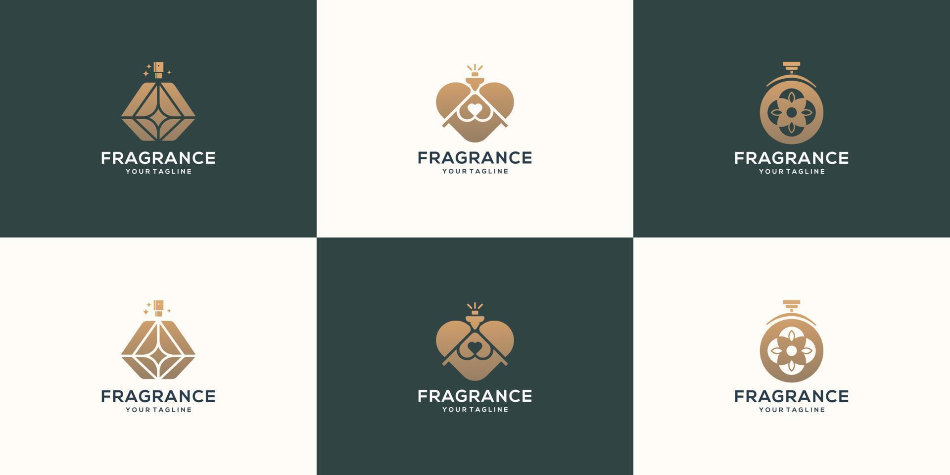 luxury perfume bottle set design template. beauty spa, skin care , fragrance, golden, collection. vector