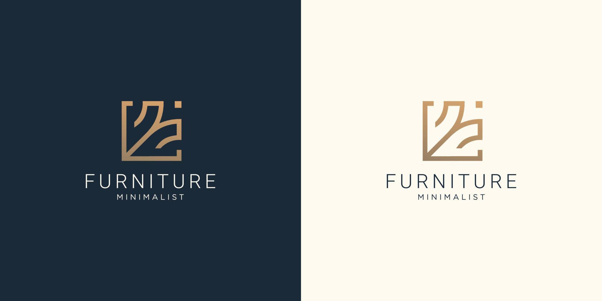 creative furniture design template. minimal concept line style for furniture logo inspiration vector