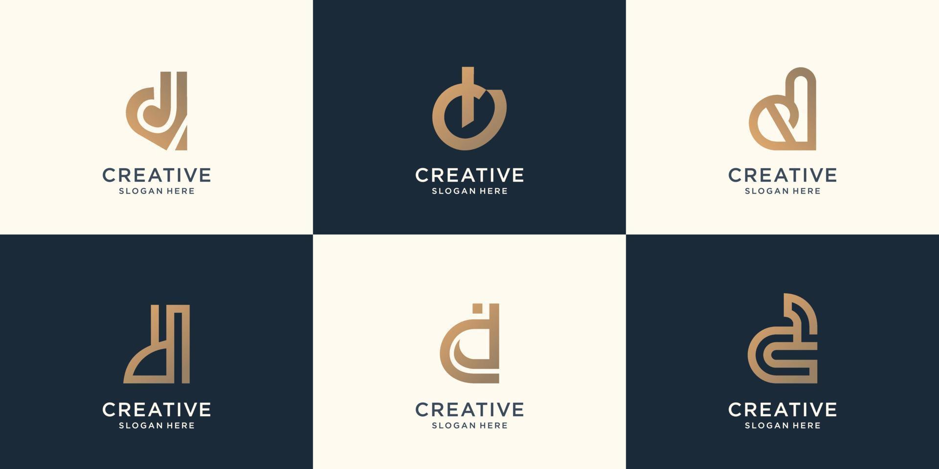 collection initial d abstract letter mark design for business company. inspiration initial design. vector
