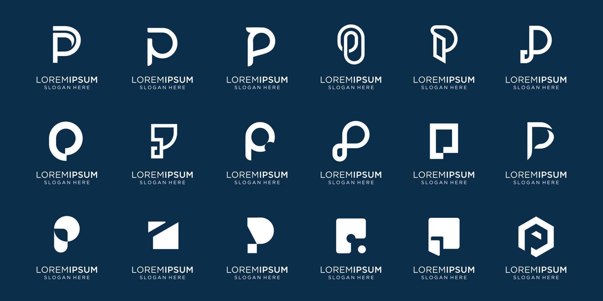 Set of logo letters p design.modern logo set creative monogram inspiration template .Premium Vector
