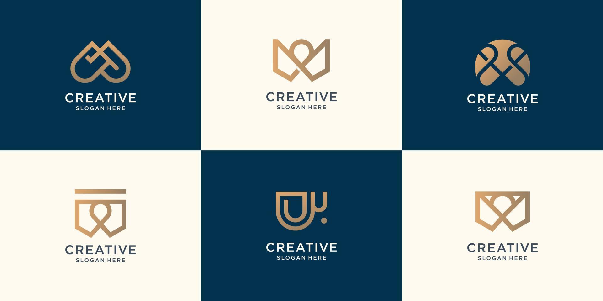 establecer colección monograma letra w plantilla de diseño. logotipo inicial de inspiración para el diseño del logotipo de la empresa. vector