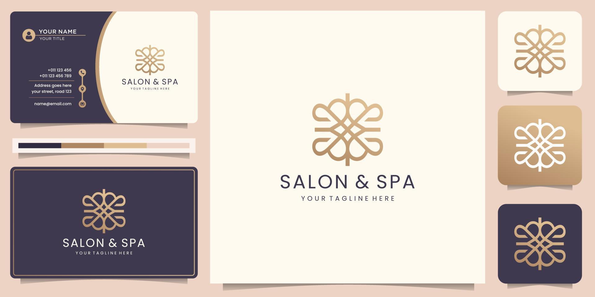 plantilla de logotipo de spa de belleza de línea de lujo. estilo de línea geométrica para diseño de salón y spa y tarjeta de visita vector