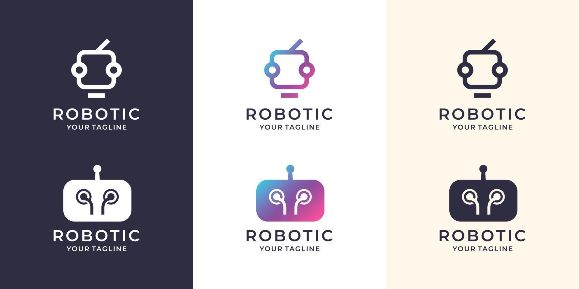 robotic logo design in modern style.premium vector