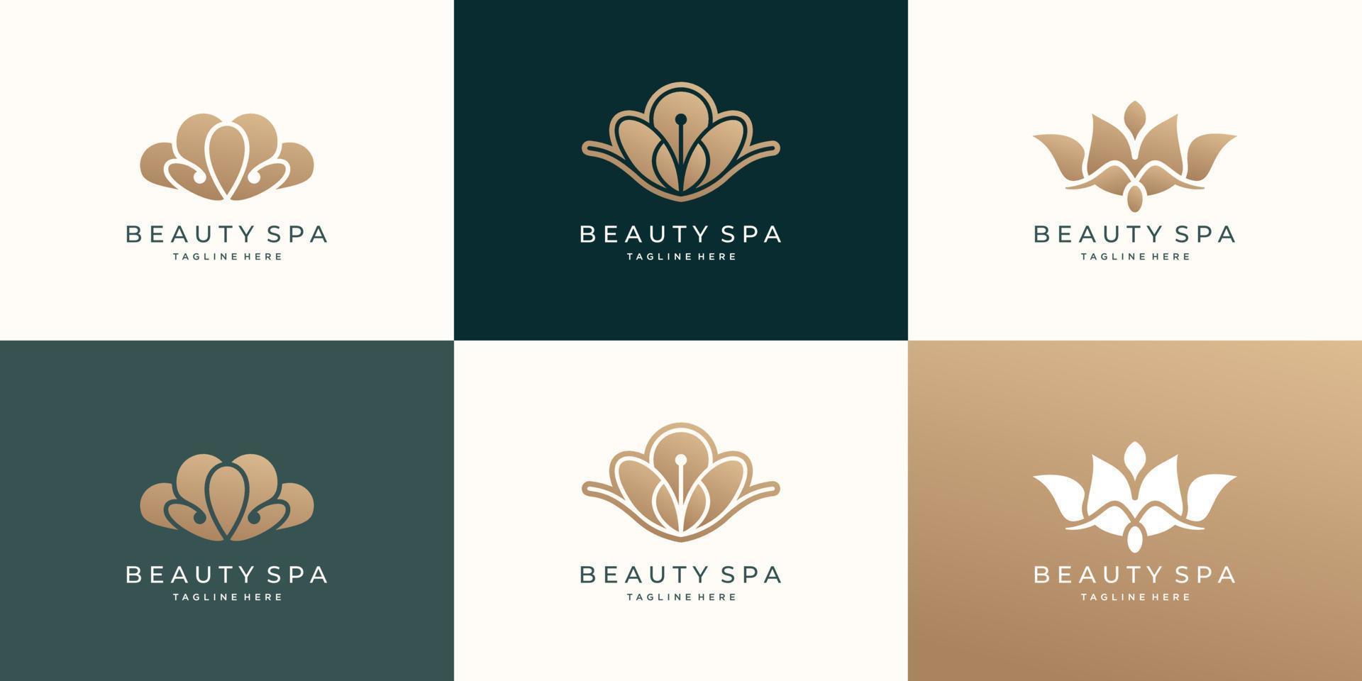 collection a beauty and spa logo design. logo for fashion, women, luxury, gold, inspirations design. vector