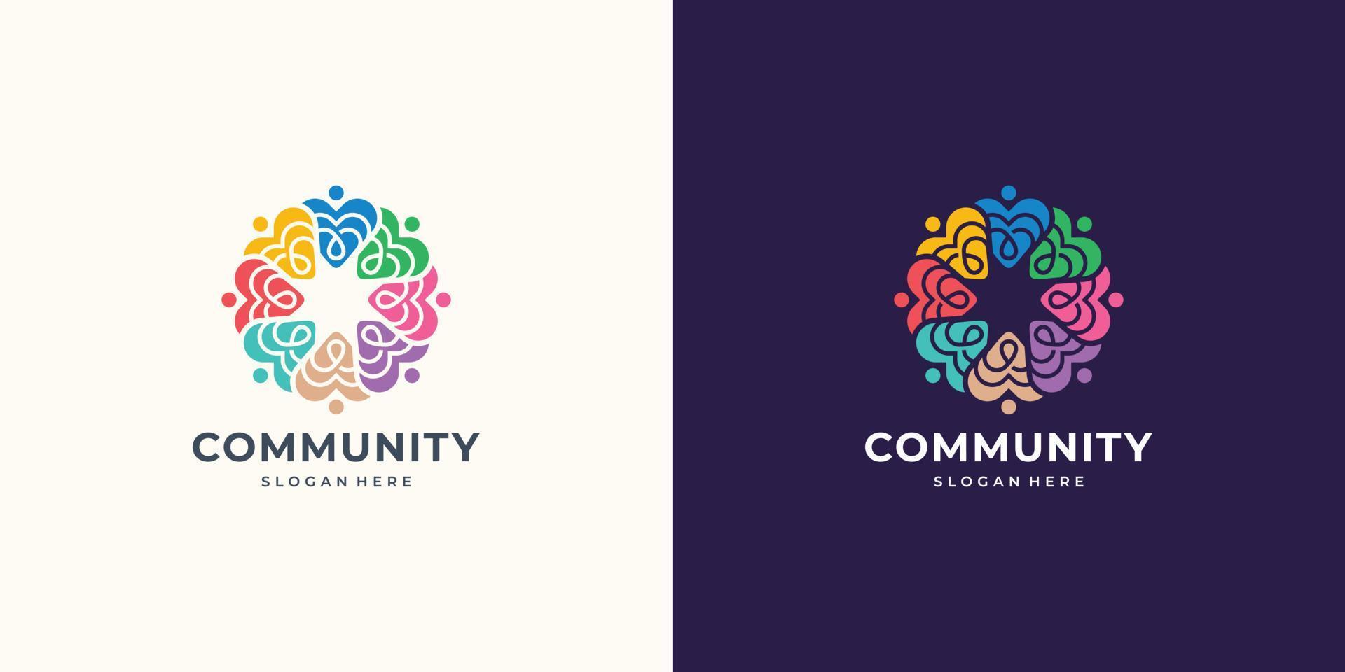 abstract community social group logo design inspiration. flow people concept, circular community. vector