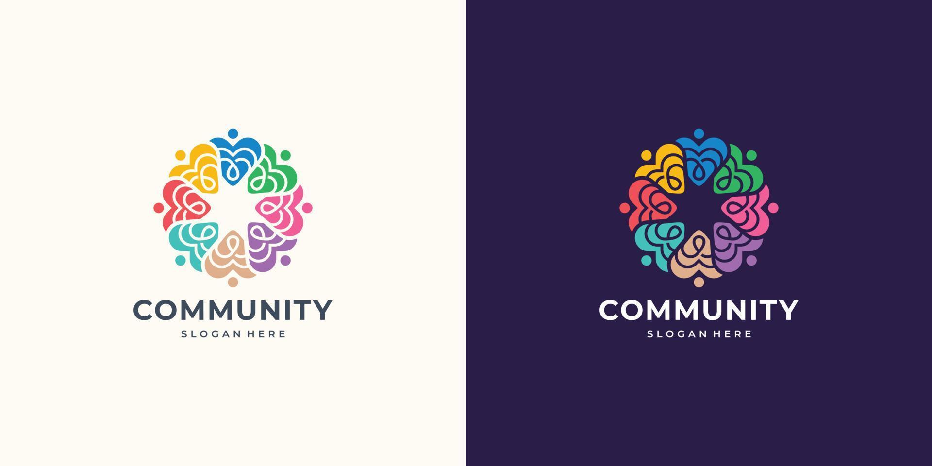 abstract community social group logo design inspiration. flow people concept, circular community. vector